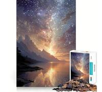 Rompecabezas de 1000 Piezas Lago de montaña Sereno bajo Cielo Estrellado para Adultos Juguete Inteligente para armar Juntos Diversión con Corte preciso Exhibición artística (50x75cm)