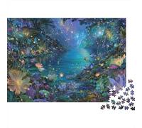 Rompecabezas de 1000 Piezas Lago del Bosque Mágico con Sendero Estrellado en el Bosque. Juego Educativo para Adultos. Hermosa decoración. Difícil y desafiante. Regalo de cumpleaños. 52x38cm