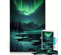 Rompecabezas de 1000 Piezas Lago del Bosque Místico para Adultos y Adolescentes Juguete de lógica Clara para Relajarse Corte Artículo de Santa Claus (38x52cm)