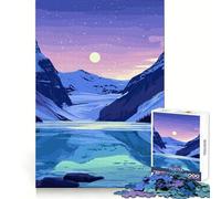 Rompecabezas de 1000 Piezas Lago Louise de Noche para Adultos Ejercicio Mental,Alivio del estrés,diversión,Cierre Seguro Regalo Memorable (38x26cm)