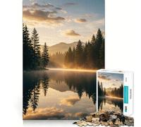 Rompecabezas de 1000 Piezas Lago Sereno al Amanecer para Adolescentes Juguete para desarrollar la Habilidad Mental y Relajarse Corte preciso (38x26cm)