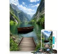 Rompecabezas de 1000 Piezas Lago Sereno con Barco y Muelle para Adolescentes Juguete para ejercitar la Mente Regalo de Temporada para armar (38x26cm)