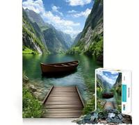 Rompecabezas de 1000 Piezas Lago Sereno con Barco y Muelle para Adultos Desarrolla la Capacidad Mental y Alivia el estrés Decoración de Pared con Bordes precisos (50x75cm)