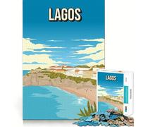 Rompecabezas de 1000 piezas Lagos Portugal Ciudad costera Arte Algarve Playa Viaje Impresión Corte exacto Juego Inteligente Juguete Mental Tiempo de Relajación Juego Arte Navideño Exhibición (50x75cm)