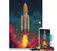 Rompecabezas de 1000 Piezas Lanzamiento de Cohete al Espacio para Adultos Juguete de lógica Fina para el Tiempo Libre Arte de Bordes limpios y Coleccionable (38x26cm)