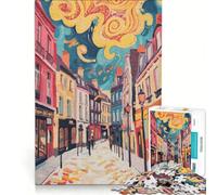 Rompecabezas de 1000 Piezas Las Calles de Lille Francia Juego de ingenio decoración para el hogar con Piezas de Formas aleatorias Que encajan Perfectamente 38x26cm