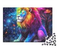 Rompecabezas de 1000 Piezas León Arcoíris Cósmico León Sentado Juego Educativo para Adultos Hermoso Desafío de Decoración Alta Dificultad Regalos de Cumpleaños 52x38cm/1000 Piezas