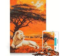 Rompecabezas de 1000 Piezas León Blanco al Atardecer para ejercitar la Mente Divertido con Piezas encajables sin Huecos Actividad para Compartir con Seres Queridos (38x52cm)