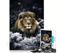 Rompecabezas de 1000 Piezas León de Nieve para Adultos, Juguete de lógica Mental, Juego de Mesa Tiempo de Serenidad, Corte Firme, (38x26cm)