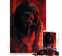 Rompecabezas de 1000 Piezas León de Ojos Rojos en un Templo para Adultos Mejora la Memoria y Alivia la ansiedad Bordes precisos Sorpresa navideña (38x26cm)