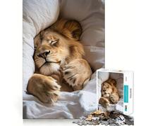 Rompecabezas de 1000 Piezas León Durmiente para Adolescentes Recuerda, Mejora, Calma, Mente Clara, Arte Coleccionable 38x52cm