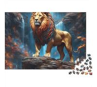 Rompecabezas de 1000 Piezas León en la Roca: León en un acantilado rocoso. Juego Educativo para Adultos. Hermosa decoración. Difícil. Regalo de cumpleaños. 70x50cm/1000 Piezas.