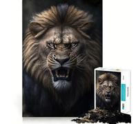 Rompecabezas de 1000 Piezas León Enojado Entrenamiento Cerebral,Divertido,Encaje, Huecos,Actividad para Compartir con Seres Queridos (38x26cm)