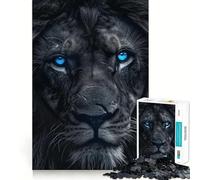 Rompecabezas de 1000 Piezas León Negro de Ojos Azules,Piezas articuladas precisas,Actividad Cerebral Inteligente,Entretenimiento Relajante,Regalo de cumpleaños 38x52cm
