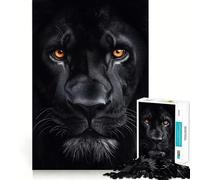 Rompecabezas de 1000 Piezas León Negro Juego de Bordes, Juguete para Entrenamiento Cerebral,Diversión para Juego Lento,Regalo de Decoración de Cumpleaños 38x26cm