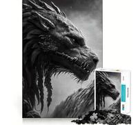 Rompecabezas de 1000 Piezas León Negro Lobo Articulaciones Afiladas,Juguete de Construcción para Concentración,Juego Silencioso,Juego Divertido para Cumpleaños 38x52cm