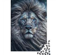 Rompecabezas de 1000 Piezas León Ojos Azules Rey Majestuoso Papel Reciclado para Adultos Extremo Difícil Desafiante 52x38cm/1000pcs