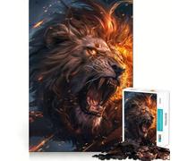 Rompecabezas de 1000 Piezas León Rugiente del Infierno para Adolescentes Mejora la Memoria Diseño Tranquilo y Relajante Regalo conmovedor (50x75cm)