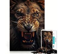 Rompecabezas de 1000 Piezas León Rugiente para Adolescentes Juguete Intelectual para la relajación Mental Corte de Calidad Regalo Ideal para Las Fiestas (38x26cm)