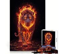 Rompecabezas de 1000 Piezas León volcánico ardiente para Adolescentes Entrenamiento de Memoria, Escape Tranquilo, Corte Impecable, Regalo de Invierno (38x26cm)