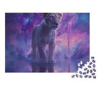 Rompecabezas de 1000 Piezas: Leona en una Nebulosa púrpura. Juego Educativo para Adultos. Decoración del hogar. Desafío de Alta dificultad. Regalo Ideal para Hombres y Mujeres. 52x38cm/1000 Piezas.
