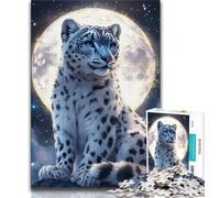 Rompecabezas de 1000 Piezas Leopardo de Las Nieves bajo la Luna para Adultos Entrena tu Cerebro y Tus Manos Regalo de cumpleaños (50x75cm)