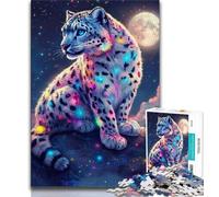 Rompecabezas de 1000 Piezas Leopardo de Las Nieves bajo la Luna para Adultos Entrena tu Cerebro y Tus Manos Regalo de cumpleaños (50x75cm)