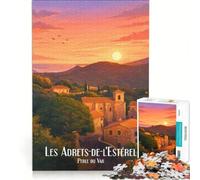 Rompecabezas de 1000 Piezas Les Adrets-de-l'Estérel, Juegos Familiares, Regalo de cumpleaños, con póster y Hoja de Preguntas a Juego 38x26cm