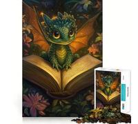 Rompecabezas de 1000 Piezas Libro de Dragones bebés,fantasía,Ajuste, Juego de lógica y Pensamiento,Juego Relajante, (50x75cm)