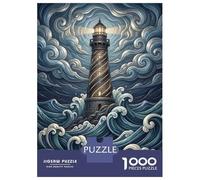 Rompecabezas De 1000 Piezas - Lighthouse in A Stormy Sea Rompecabezas para Adolescentes Juego Familiar Análisis Y Lógica Trato como Regalos para Toda La Familia 38x26cm/1000pcs