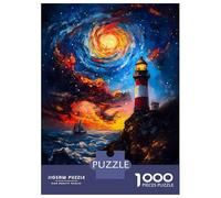 Rompecabezas De 1000 Piezas - Lighthouse Under Starry Sky Rompecabezas para Adolescentes Juego Familiar Análisis Y Lógica Trato como Regalos para Toda La Familia 52x38cm/1000pcs
