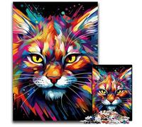 Rompecabezas de 1000 Piezas Lince de Arte Colorido, desafiante Juego Interactivo Familiar, desafío Mental, Juguete Educativo de 50x75cm/19,68x29,52 Pulgadas