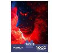 Rompecabezas De 1000 Piezas Lion in Red and Blue Light Rompecabezas para Adultos Juego Práctico Vacaciones En Casa Matar El Tiempo Cumpleaños 70x50cm/1000pcs