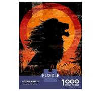 Rompecabezas De 1000 Piezas Lion Silhouette Sunset Rompecabezas Juguetes Antiestrés Decoración De Pared Cumpleaños Y Navidad 38x26cm/1000pcs