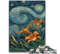 Rompecabezas de 1000 Piezas Lirios Amarillos en el Cielo Nocturno para Adultos y Adolescentes Un Juego desafiante, Toda la Familia (38x26cm)