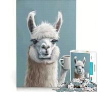 Rompecabezas de 1000 Piezas Llama despertando con su café Juegos relajantes interacción Entre Padres e Hijos Regalos para Amigos y Familiares 38x52cm