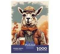 Rompecabezas De 1000 Piezas Llama Drinking A Beer Rompecabezas para Adultos Juego De Ingenio Análisis Y Lógica Cumpleaños 38x26cm/1000pcs