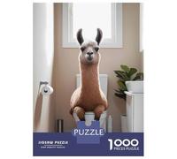 Rompecabezas De 1000 Piezas Llama on Toilet Bathroom Art Rompecabezas para Adultos Juego Familiar Desafío Difícil Oferta como Regalos para Toda La Familia 38x26cm/1000pcs