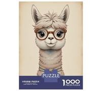 Rompecabezas De 1000 Piezas - Llama with Glasses and Scarf, Vintage Style Rompecabezas para Adolescentes Juego Familiar Análisis Y Lógica Trato como Regalos para Toda La Familia 38x26cm/1000pcs