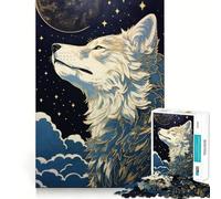 Rompecabezas de 1000 Piezas Lobo a la luz de la Luna diversión con la Memoria,Superficie Lisa y sin Rebabas,un desafío entretenido para el Tiempo Libre (38x26cm)