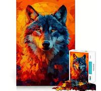 Rompecabezas de 1000 Piezas Lobo al Atardecer para Adultos Diversión y Entrenamiento Mental Corte láser Actividad Relajante para Grupos en Interiores (38x26cm)