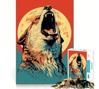 Rompecabezas de 1000 Piezas Lobo Aullando a la Luna de Sangre,Juego cognitivo Divertido,Estructura de Encaje preciso,Actividad para Fortalecer los Lazos Familiares (50x75cm)