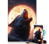 Rompecabezas de 1000 Piezas Lobo Aullando a la Luna de Sangre para Adolescentes Estimula la Mente Divertido Cierre Seguro Sin Piezas Sueltas Una Forma entretenida de Pasar el Tiempo Libre (38x52cm)
