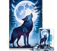 Rompecabezas de 1000 Piezas Lobo Aullando a la Luna para Adolescentes Juego de Memoria Divertido Componentes Resistentes y fáciles de Transportar (38x52cm)
