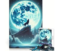 Rompecabezas de 1000 Piezas Lobo Aullando a la Luna para Adultos Ayuda a despejar la Mente, Alivia el estrés y es Divertido Bordes precisos Un Regalo Encantador (50x75cm)