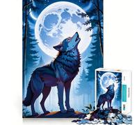Rompecabezas de 1000 Piezas Lobo Aullando a la Luna para Adultos Ejercicio Mental Corte de precisión Bordes Lisos Actividad Relajante para Grupos en Interiores (50x75cm)