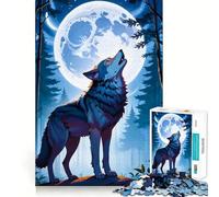 Rompecabezas de 1000 Piezas Lobo Aullando a la Luna para Adultos Juego de Memoria y concentración Diseño Compacto y sin Espacios Diversión Garantizada para Toda la Familia (38x26cm)