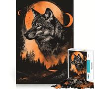 Rompecabezas de 1000 Piezas Lobo Aullando a la Luna para Adultos Juego Que estimula la Mente Superficie Lisa y sin Rebabas Un pasatiempo Fascinante para los Momentos de Ocio (50x75cm)