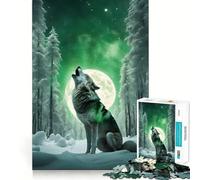 Rompecabezas de 1000 Piezas Lobo Aullando a la luz de la Luna para Adolescentes Estimula la Mente Divertido Cierre Seguro Sin Piezas Sueltas Una Forma entretenida de Pasar el Tiempo Libre (38x26cm)