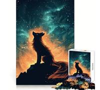 Rompecabezas de 1000 Piezas Lobo Aullando bajo el Cielo de Fuego cósmico para Adolescentes Desarrolla la lógica, es una Actividad Relajante y precisa Navidad (50x75cm)